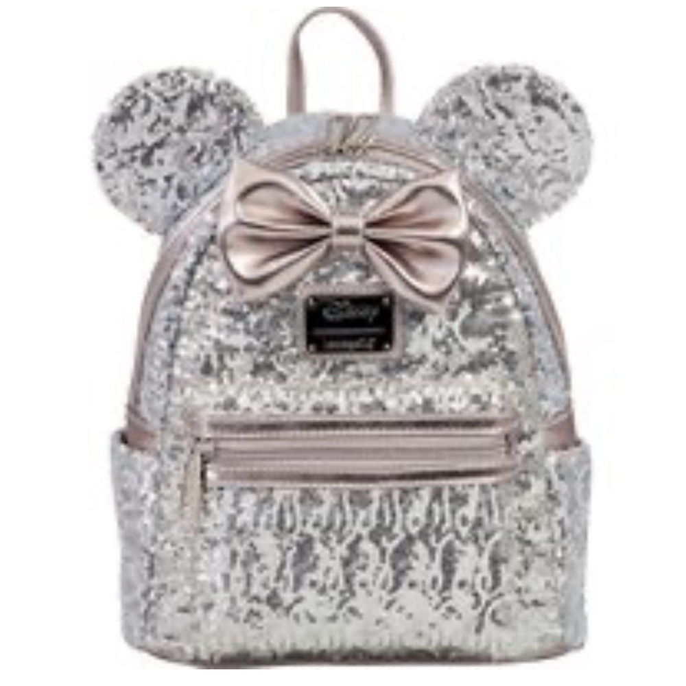 Loungefly Disney Minnie Mouse Silver Sequin Mini Backpack